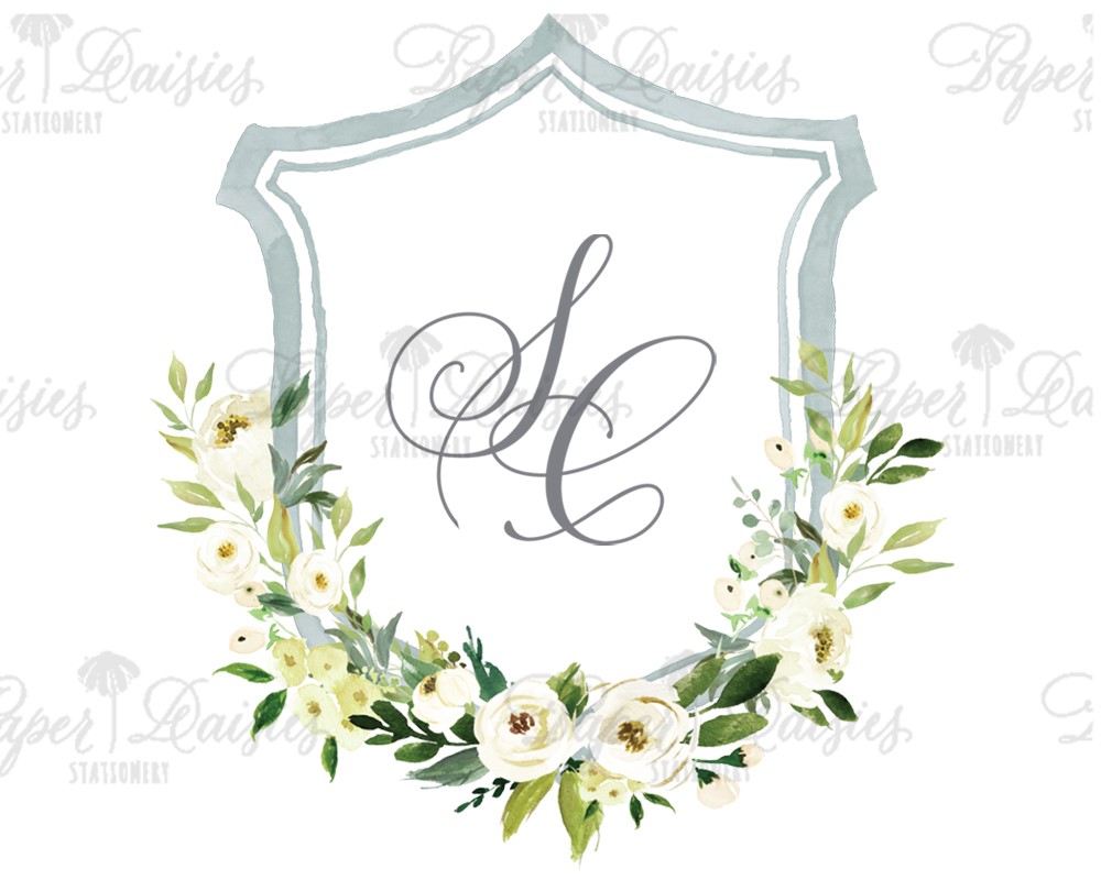 Cottonwood Lower Floral Crest | Watercolor Floral Crest| Paper Daisies ...